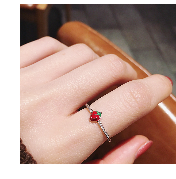 Mở mạng đỏ học sinh Chic tối giản chỉ số nhẫn gió lạnh thiết kế thiểu số nữ phiên bản Hàn Quốc của nhẫn nữ thời trang cá tính - Nhẫn nhẫn doji