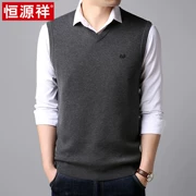 Hengyuanxiang mùa thu đông với áo len nam trung niên áo len cổ chữ V dệt kim vest không tay vest vest