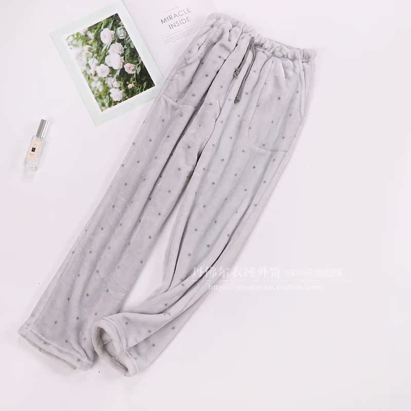 Mùa thu và mùa đông mẫu flannel lady ngủ quần rộng kích thước dày dày ấm áp lông cừu san hô quần thường nhà mùa đông quần bò nữ