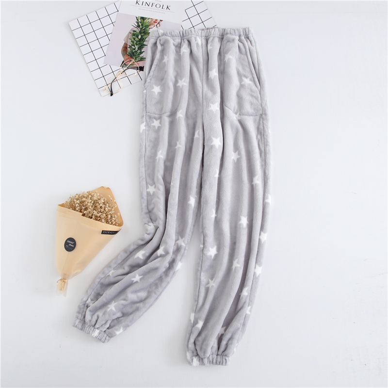 Mùa thu và mùa đông san hô nhung dày đồ ngủ nam và nữ chân bàn chân cha mẹ quần flannel ấm nhà quần người yêu chân quần bộ lụa mặc nhà