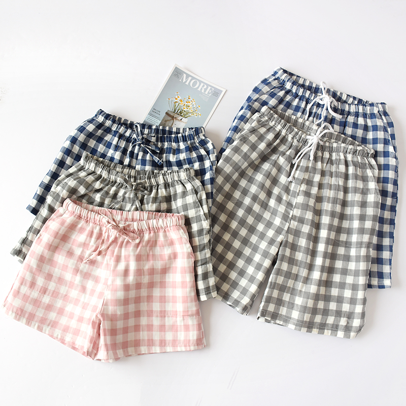 Day Department Summer Men And Women Pure Cotton Double Layer Gauze Lovers Shorts Pants Beach Pants Loose large size Comfort Home Pants