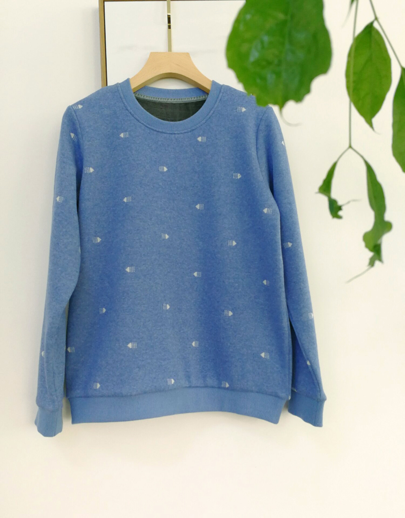 Fine language green moss * light blue jacquard cotton noodles grip suede thick cotton T* hearty original production * 2019011015