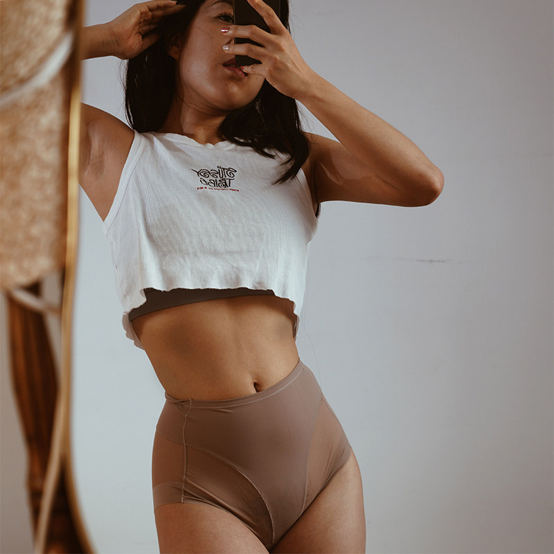 Xiangsan Summer without sullen and thin waist high waist underpants female fitness breathable and straight - up label hips