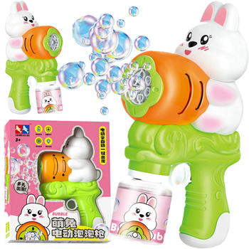 Cute rabbit electric bubble gun 1688-621c fully automatic porous bubble machine park stall children's toy
