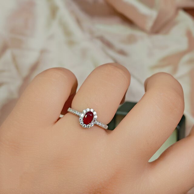 Natural pigeon blood red ruby ring 4x6