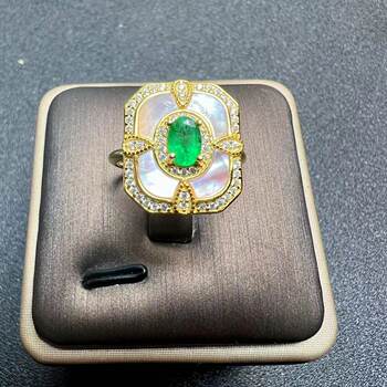 Natural emerald mother-of-pearl ring 4 x 6 925 silver finely inlaid with natural colored gemstones jewelry fashion gemstones