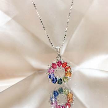 Natural colored sapphire donut pendant