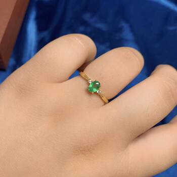 S925 silver emerald ring natural micro oil color treasure