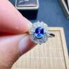 Natural unfired cornflower sapphire ring 4 x 5 925 silver finely inlaid natural colored gemstone jewelry