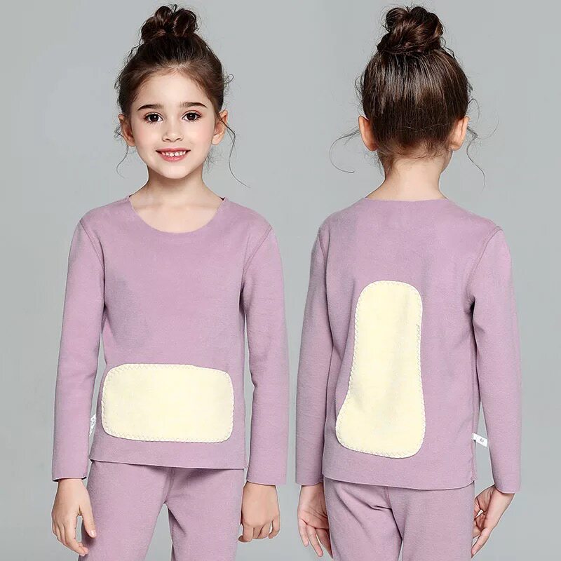 Children's velvet heating clothing thin velvet heating seamless bottoming autumn clothing stomach protection plus silk patch winter