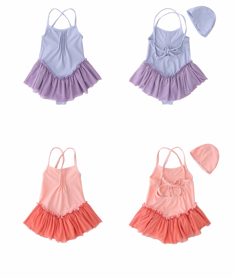 Baby girl ins áo tắm simi tình yêu sâu công chúa ren áo tắm trẻ em lớn ba lê dính liền áo tắm cha mẹ-con bộ bơi dài tay bé gái