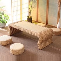 Chinese tea table table Bay window rattan chair combination Household simple folk Zen Japanese balcony Tatami floor table