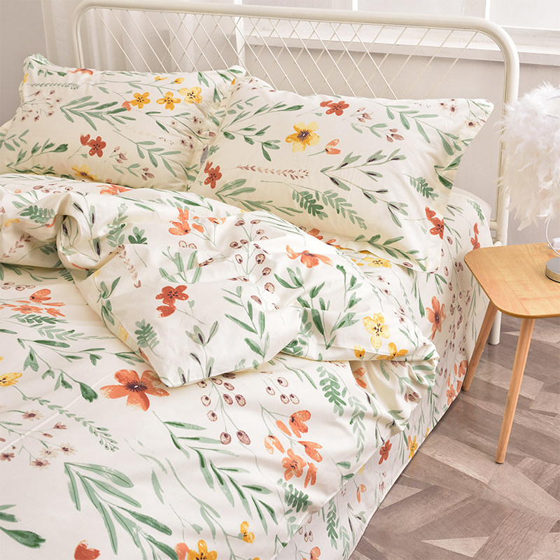 ins small fresh floral quilt cover 1.8m bed dormitory single piece quilt cover 1.5m student sheet bed Kasa can be customized