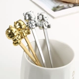 Ложка из нержавеющей стали, высококачественная десертная вилка для фруктов, палочка для смешивания, нержавеющая сталь AISI 304, популярно в интернете, с медвежатами