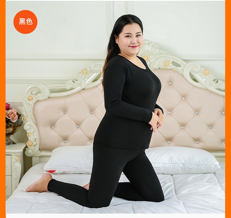 Mùa thu và mùa đông phụ nữ mới béo mm kích thước lớn cộng với chất béo vòng cổ sanding sang trọng đồ lót nhiệt mùa thu quần dài tập 230 kg thời trang mặc nhà