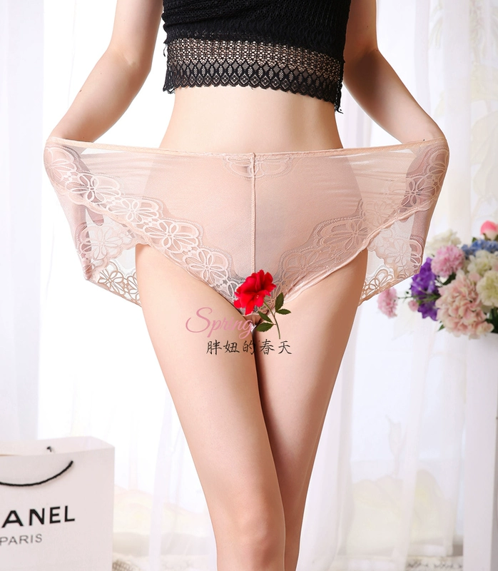 Fat mm mùa hè không có dấu vết eo cao gợi cảm ren modal thêm mã lớn cộng với chất béo ren tam giác đồ lót 300 kg