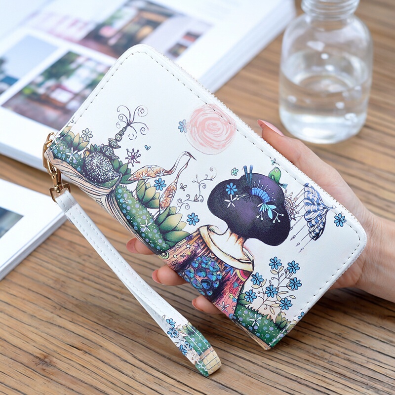 Scarecrow Long Zipper Clutch Bag Korean Style Printed Fashion Women's Wallet Student Coin Purse Long Wallet