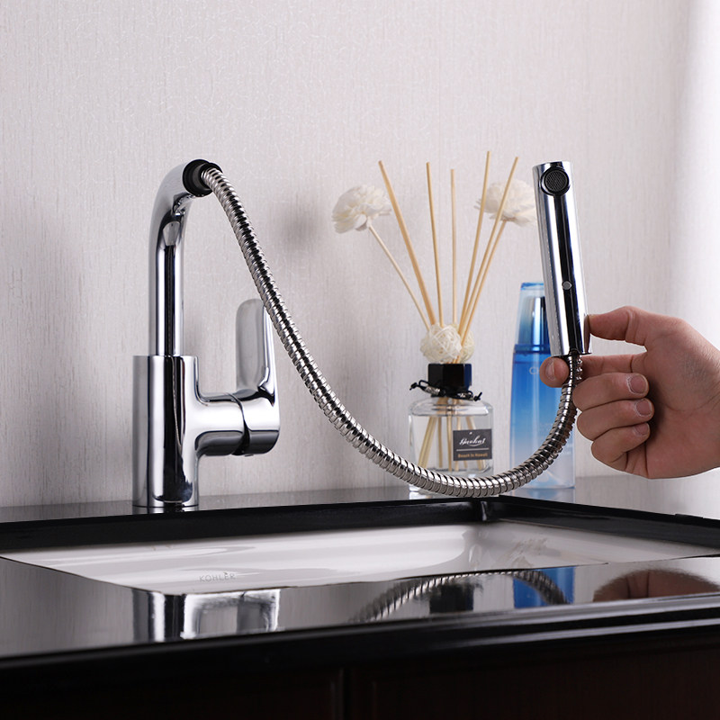 Cole tap pull-out washbasin faucet Terra basin hot and cold tap All copper Leo K-76602T