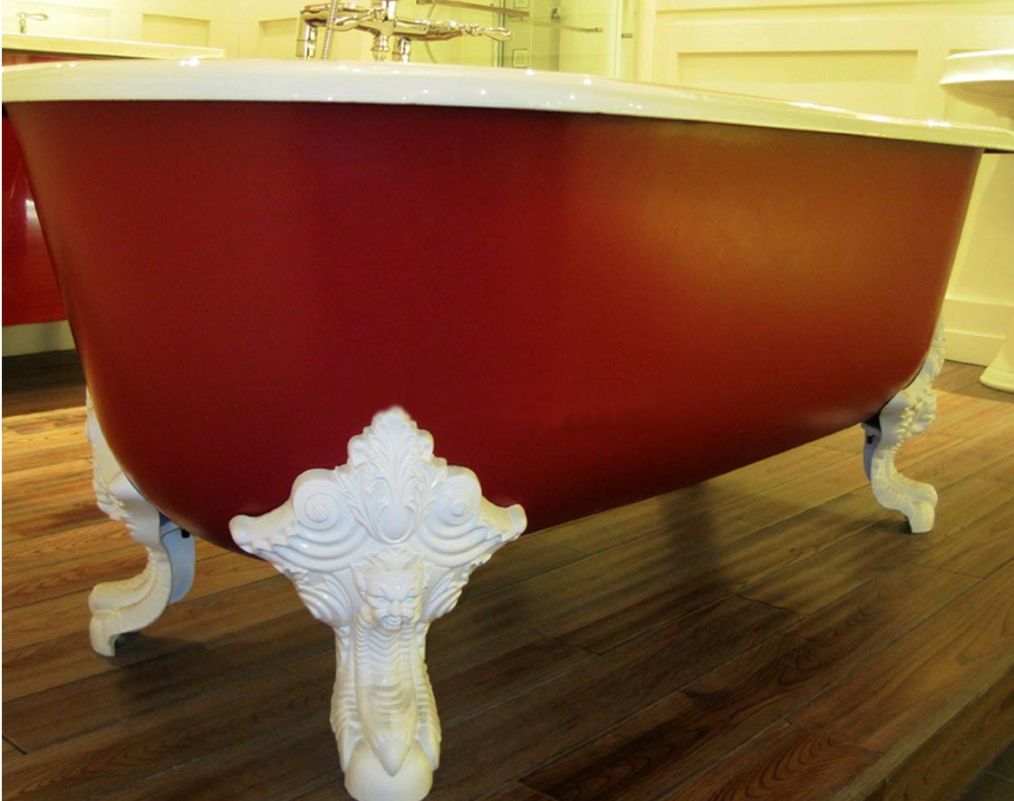 Kohler K-11195T-0 PK RF RT Freestanding Cast Iron Bathtub Chaise Cat Foot Bathtub