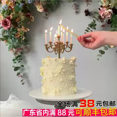 Net red birthday cake decoration fairy section luxury retro European romantic candle holder ornaments Dessert dress up candle holder