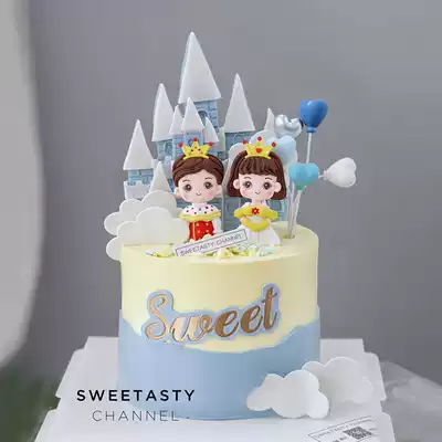 Baking birthday cake decoration soft pottery Crown Prince Princess Valentine's Day couple wedding marriage proposal theme