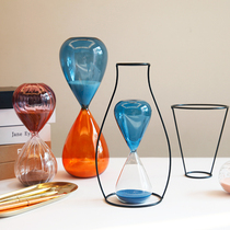 Nordic Creative Home Glass Sanddrain Decoration Timer-like room Soft Book Room Swing Pieces Colorful Striped Glass