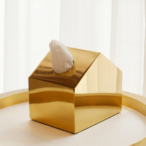 Mino Nordic Ins Light Lavish Metal Paper Towels Box Geometry Stainless Steel Golden Small House Styled Cramers Restaurant