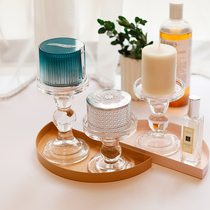 Mino American Retro Crystal Texture Glass Candle Holder Romantic Candle Light Dinner Wedding Party Table Decoration