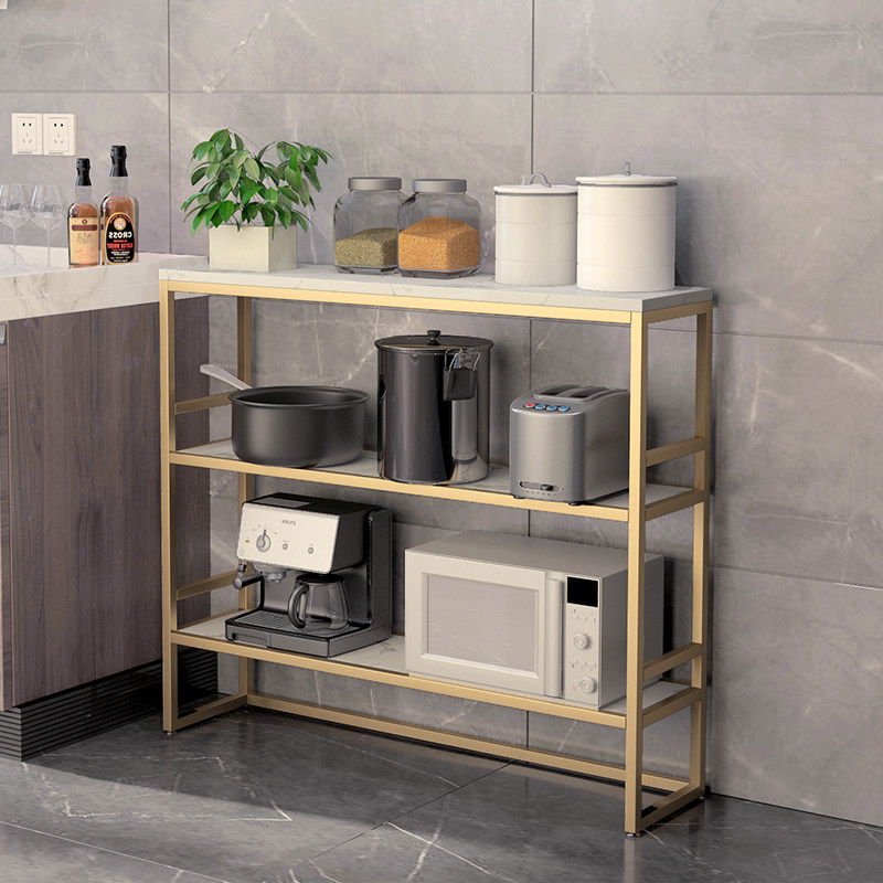 Nordic Kitchen Containing Rack Narrow Side Cabinet Marble Kitchen Shelve Multilayer Floor Microwave Oven Oven Material Table