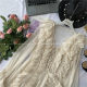 Chen Mimi Autumn and winter new French romantic fairy style very fairy ruffled V-neck flared sleeve chiffon dress