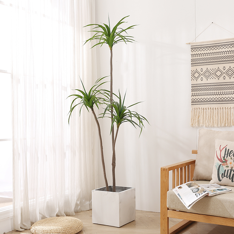 Simulation Green Plant Dragon Blood Tree Millennium Wood Indoor Floor Potted Office Net Red Fake Tree Nordic Ins-Taobao