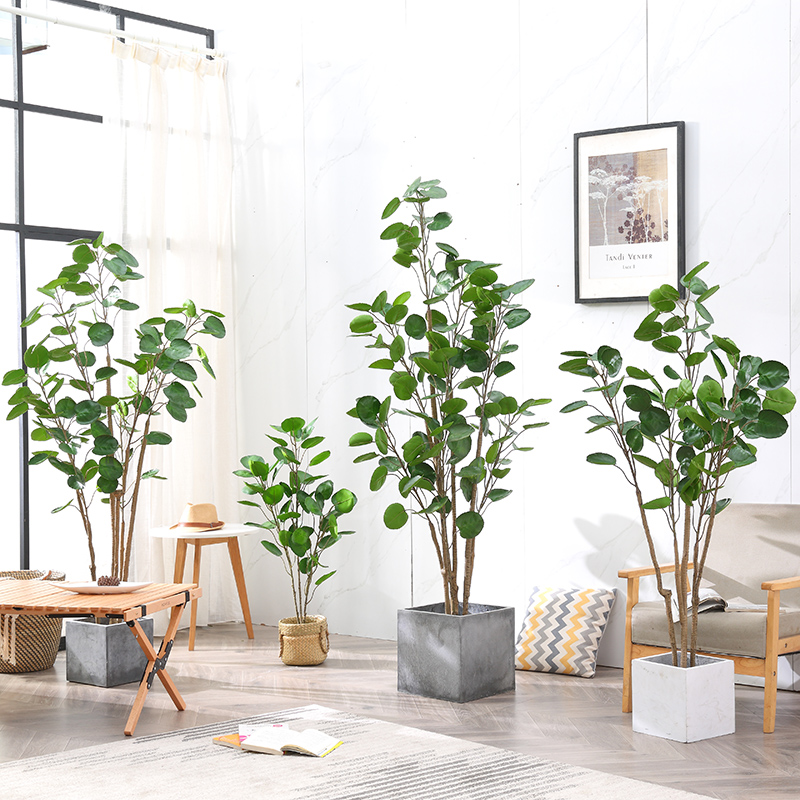 Nordic style simulation money pocket green plant decoration floor large simulation green plant living room interior decoration Fulutong