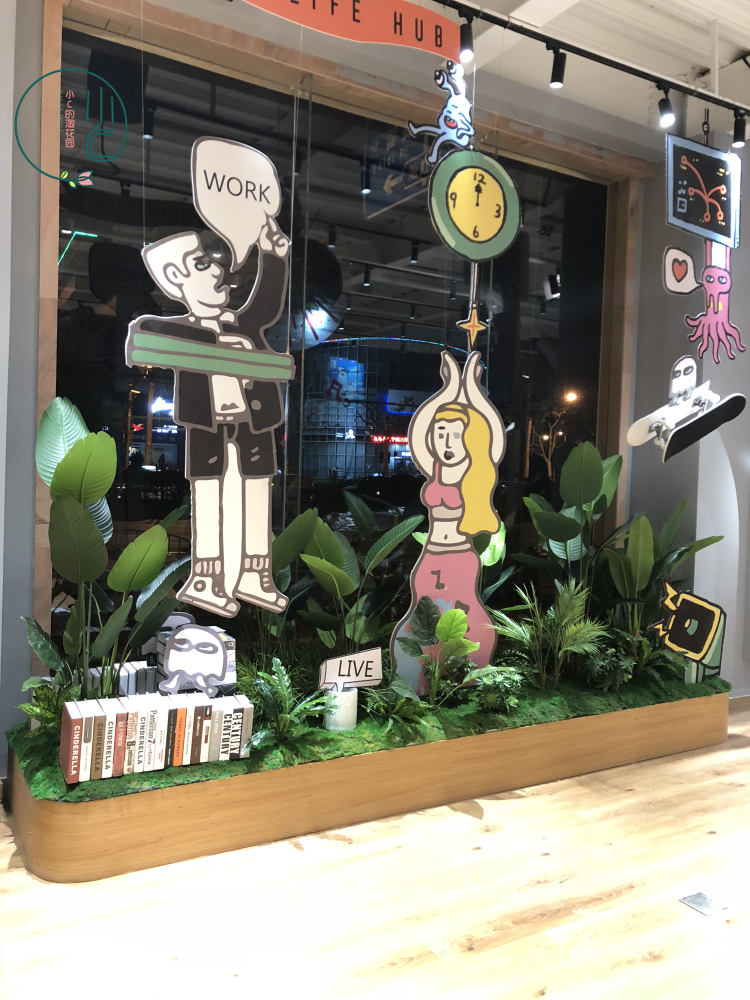 Simulation green plant shop window decoration store mall, etc. fake turquoise decoration furnishing personality custom shop window floral-Taobao