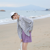 Commoner sauce original rabbit note loose Chiffon check shirt sunscreen shirt spring top 2021 spring new