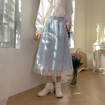 Cloth sauce original Qinshui glass sweet lace hollow streamer high waist A long skirt Autumn New