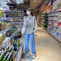 Cloth sauce original Waffle slim high loose toe casual sports trousers womens ins tide Autumn New