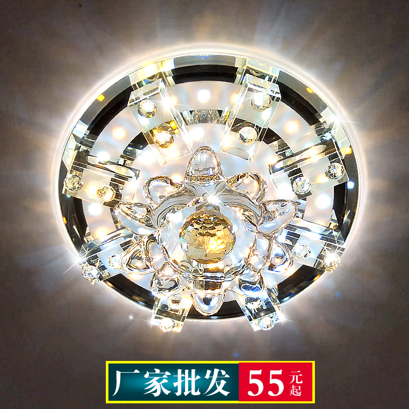 Crystal passagewilless corridor lamp modern minimal creative porch LED Ceiling lamp round embedded drum