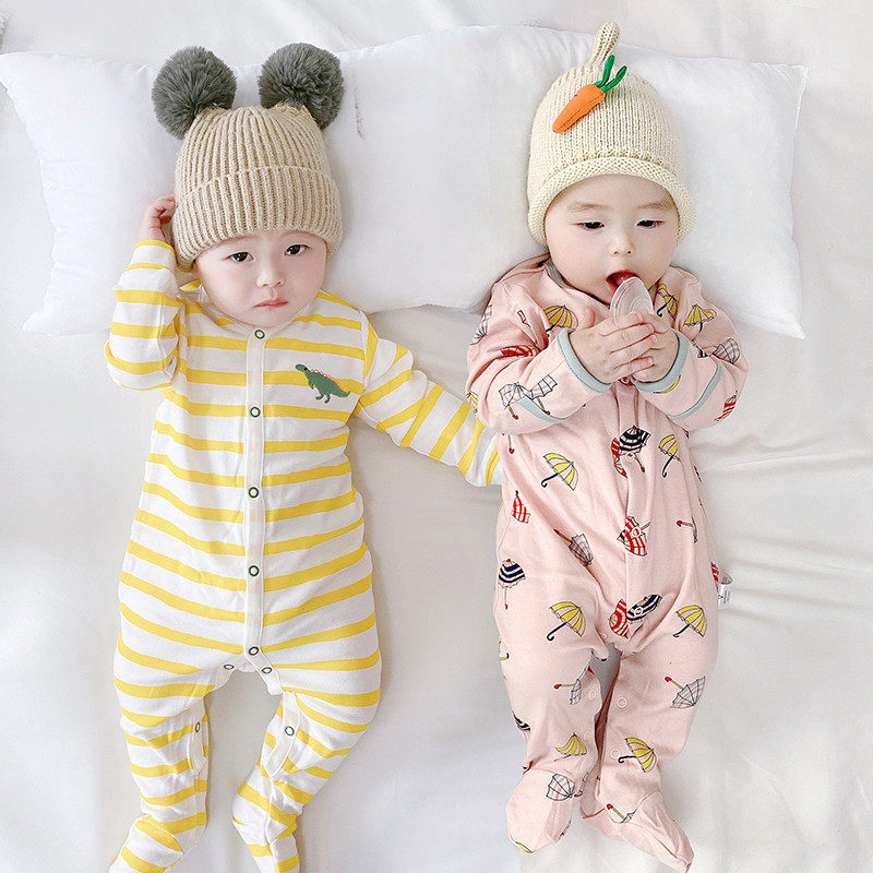Baby Even with foot newborn baby 0-3 months pure cotton wrapping foot harater male and female baby pyjamas climbing to the spring and autumn season