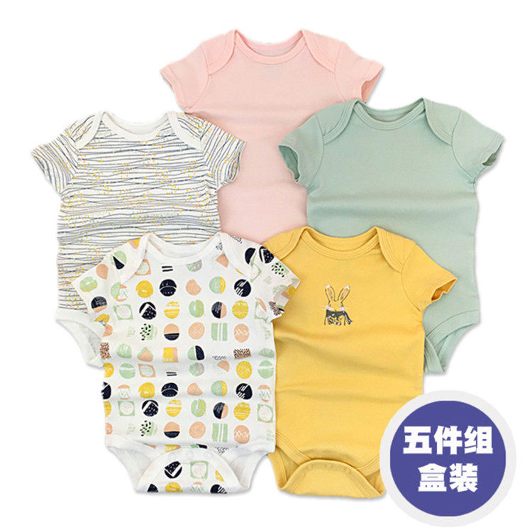 Baby one-piece clothes summer thin cotton suit bag fart pajamas romper men and women baby triangle romper short-sleeved