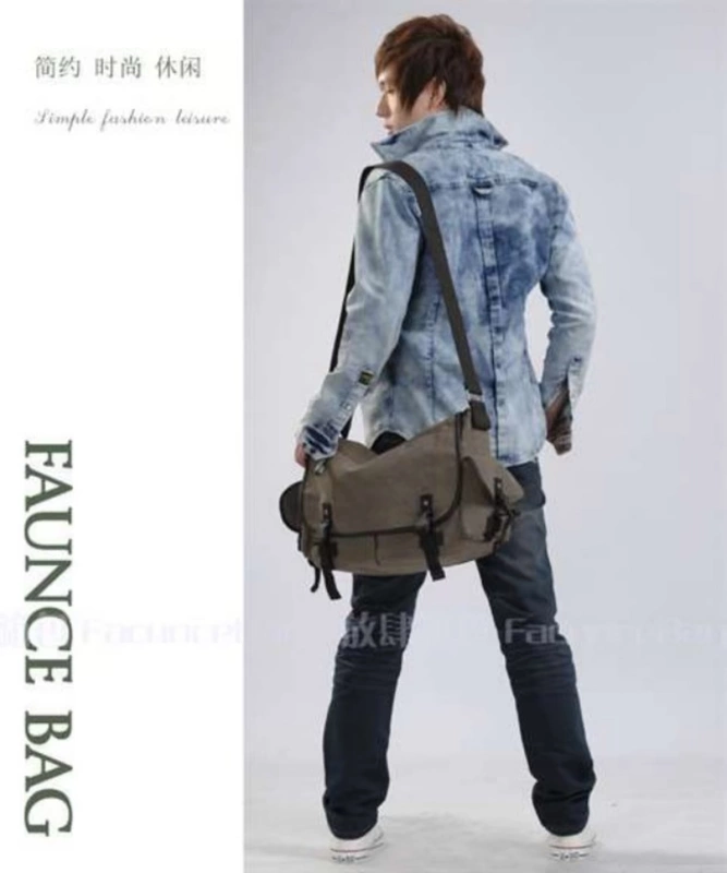 Thời trang nam túi phiên bản Hàn Quốc của túi vải dày giản dị vai túi Messenger túi chéo chéo túi du lịch nam