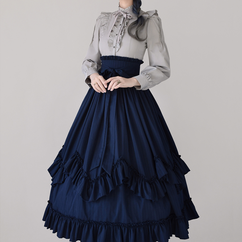 【Almost in Stock】Amastacia ◇ Morning Prayer ◇ Elegant Wave Decorative Striped Long Skirt-2023