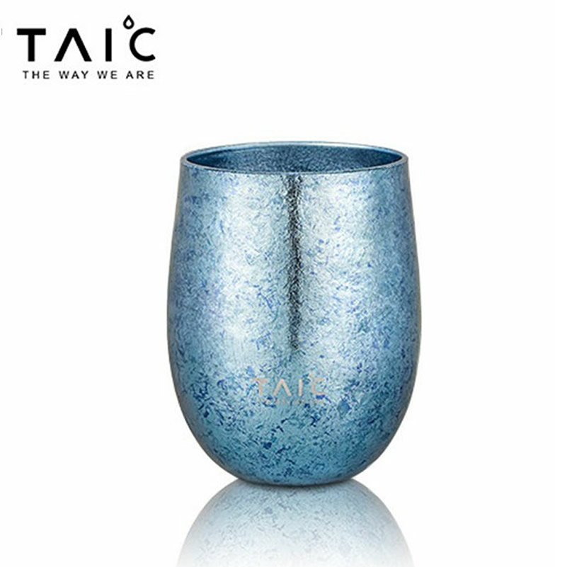 TAIC titanium pure titanium water cup Couple teacup double insulation milk coffee cup Juice handy round cup