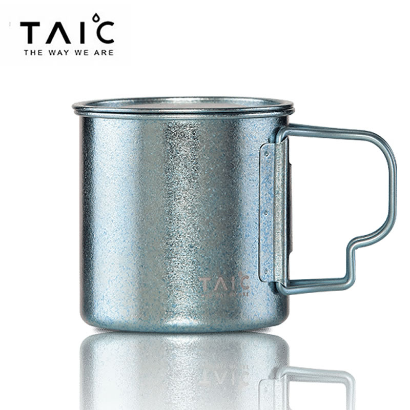 British TAIC titanium degree pure titanium cup handle foldable outdoor fresh high-end gift coffee cup mug