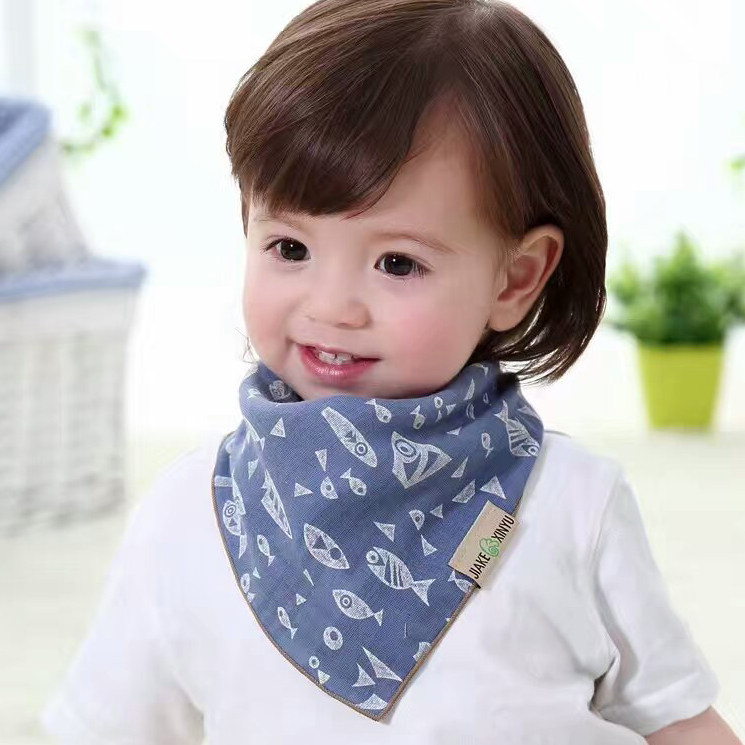 Boys and girls baby triangle scarf children's scarf baby saliva towel cotton yarn square scarf