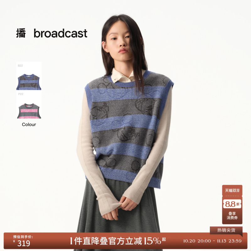 Autumn and Winter Mickey Jacquard Striped Knitted Vest Women's Vest Bds4Sd3685 Autumn and Winter Mickey Jacquard Striped Knitted Vest Women's Vest Bds4Sd3685