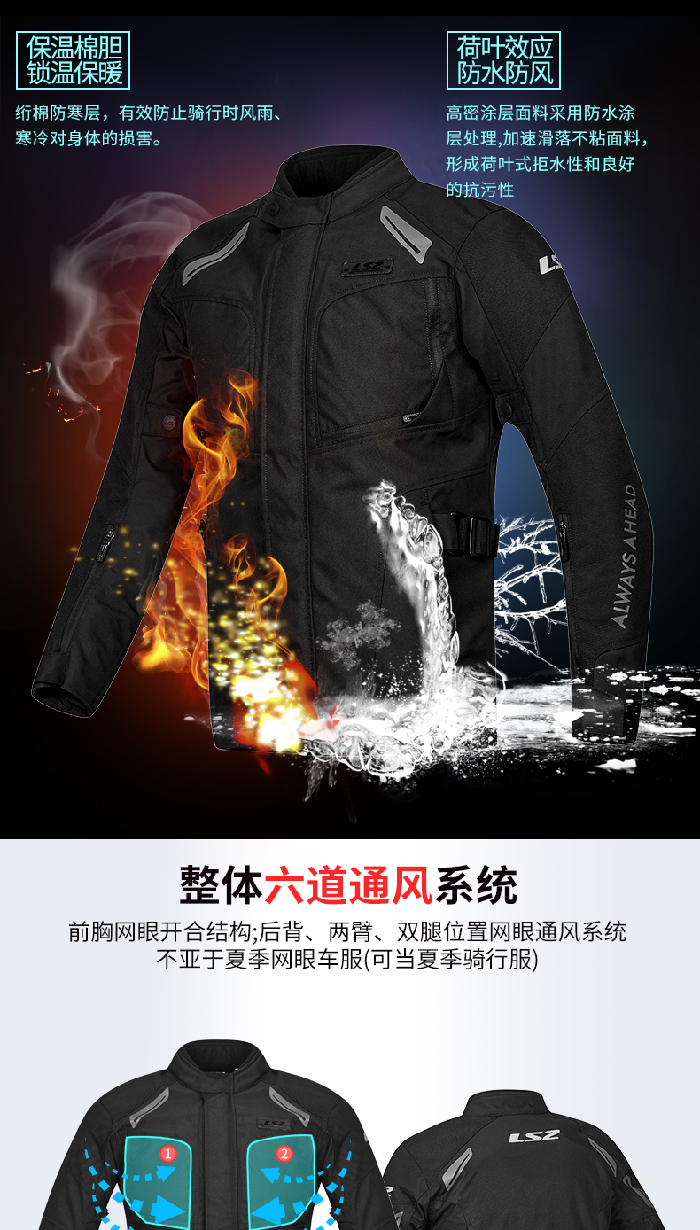 LS2 Jersey Xe máy nam Bộ đồ mô tô hạng nặng Bộ đồ di động nam Bốn mùa Rally Mùa đông ấm áp không thấm nước - Xe máy Rider thiết bị bộ bảo vệ đầu gối