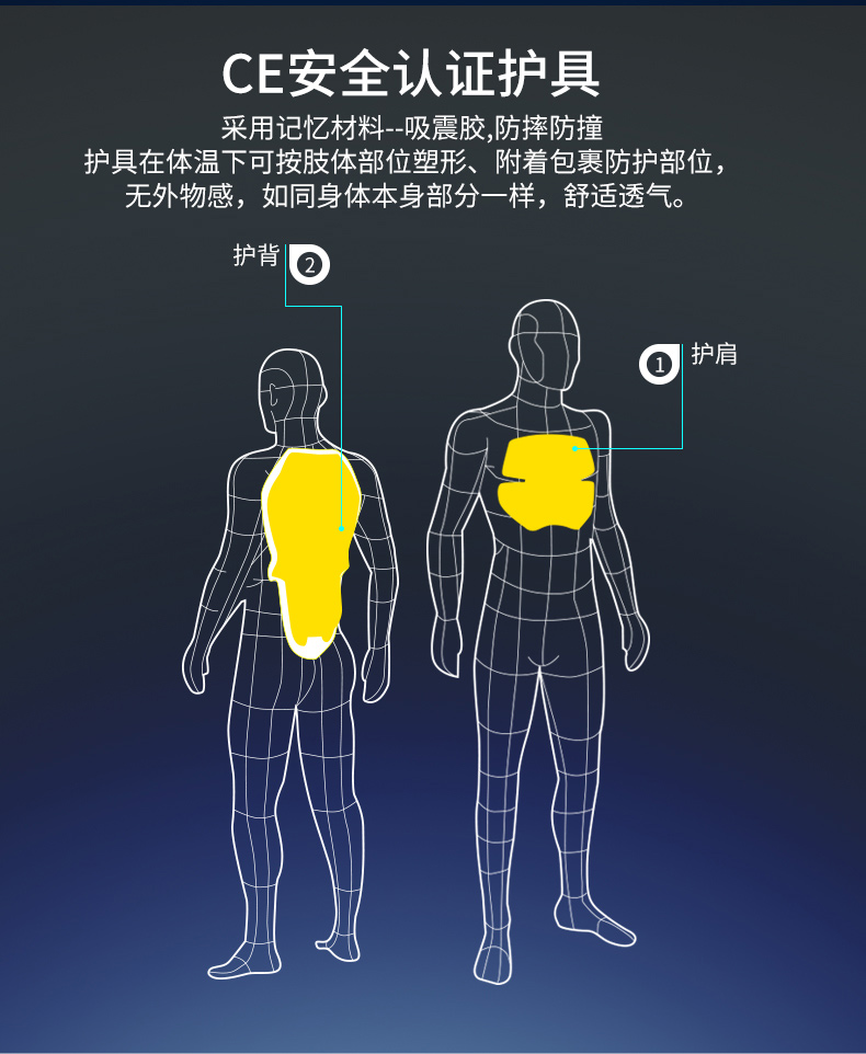 Quần áo áo giáp bảo vệ xe máy bốn mùa của NERVE, đồ bảo hộ tích hợp chống rơi, quần áo bảo hộ, bộ đồ đua xe ở ngực và thắt lưng - Xe máy Rider thiết bị đồ bó gối