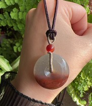 Yang Yujia Yunnan natural yellow dragon jade chicken blood red ice seed gold sand and green buckle pendant pendant certificate new