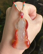 Yang Yujia Yunnan natural yellow dragon jade eggplant mountain material ice seed gold sand three-color formal Guanyin pendant certificate