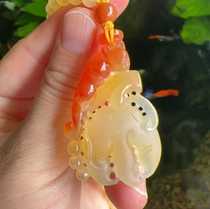 Yang Yujia Yunnan Natural Yellow Dragon Jade Ice Carved Turf Pretty Color Old Material Squirrel Chayote Pendant Certificate New